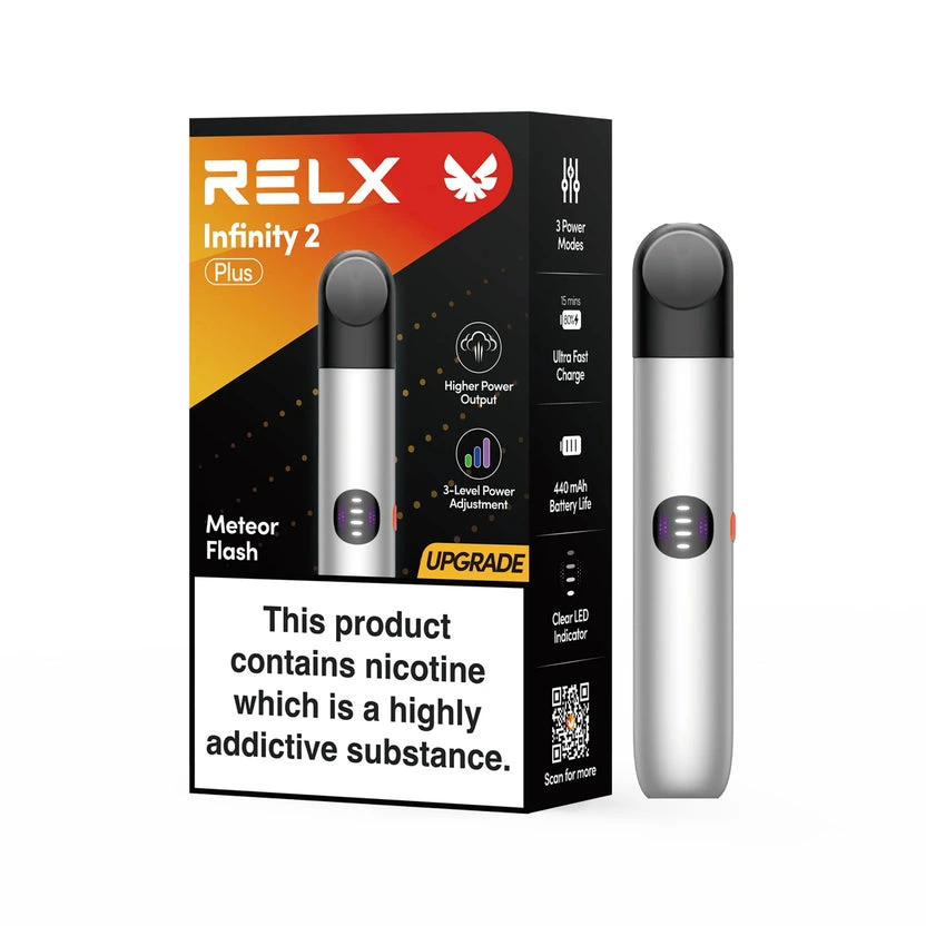 【 流光銀】RELX 悅刻 Infinity 2 Plus 六代無限煙桿 | 三檔調壓15分鐘快充 兼容4/5/6代煙彈